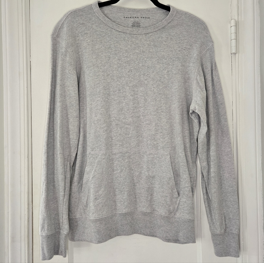 American Eagle Gray Cotton Crewneck Sweater - Men's Small